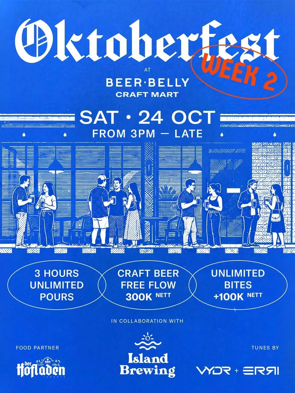 Oktoberfest Week 2 at Beer Belly Craft Mart poster, Saturday 24 October 2026, with Island Brewing