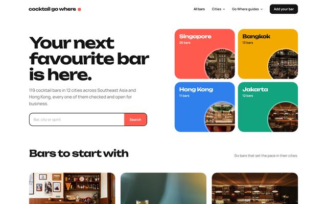 Cocktail Go Where homepage
