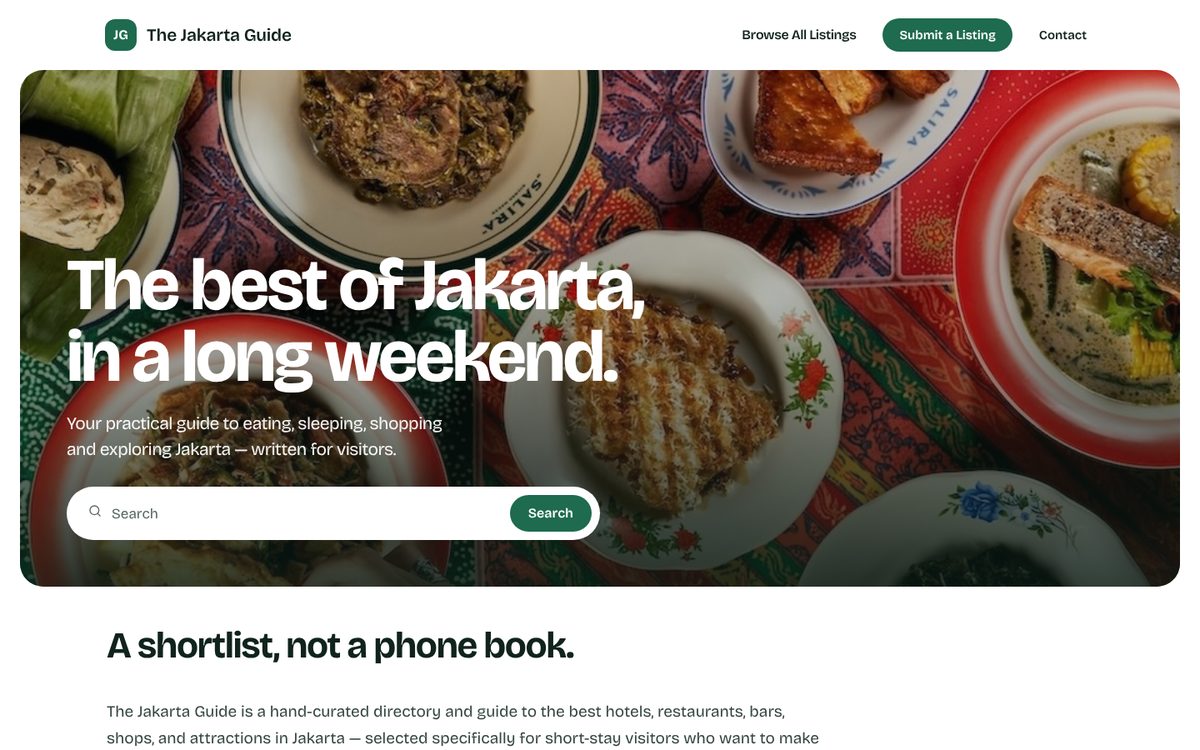 The Jakarta Guide homepage