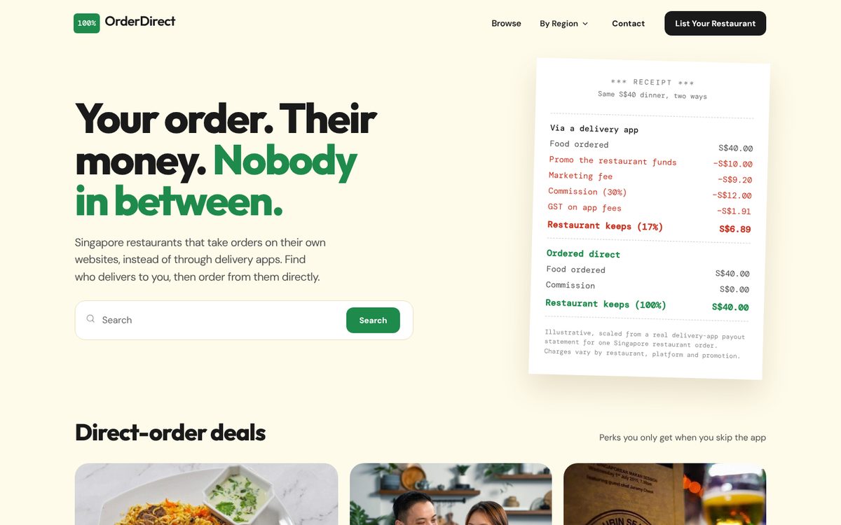 OrderDirect homepage